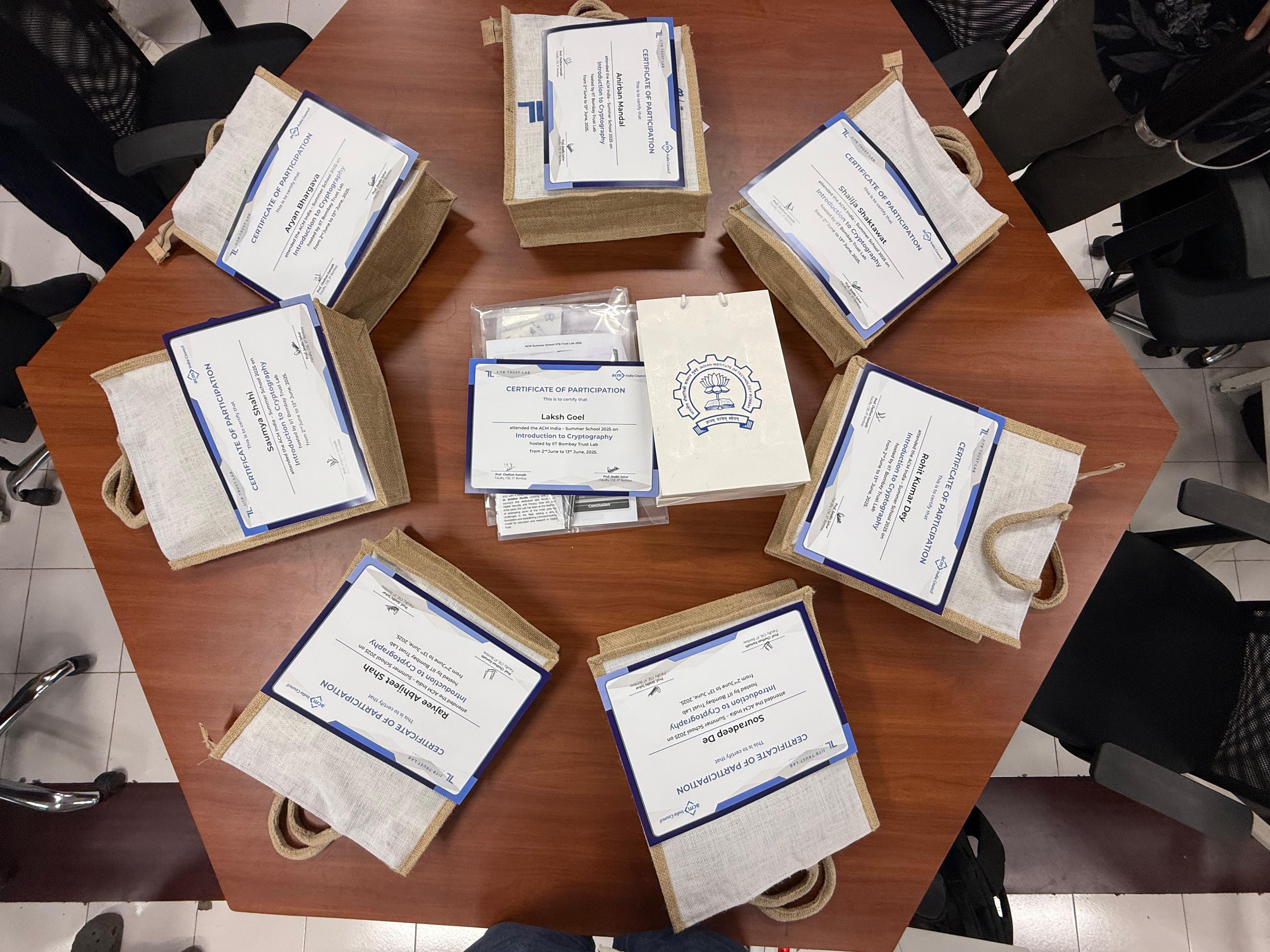 We received bags of IITB Merch and some certificates